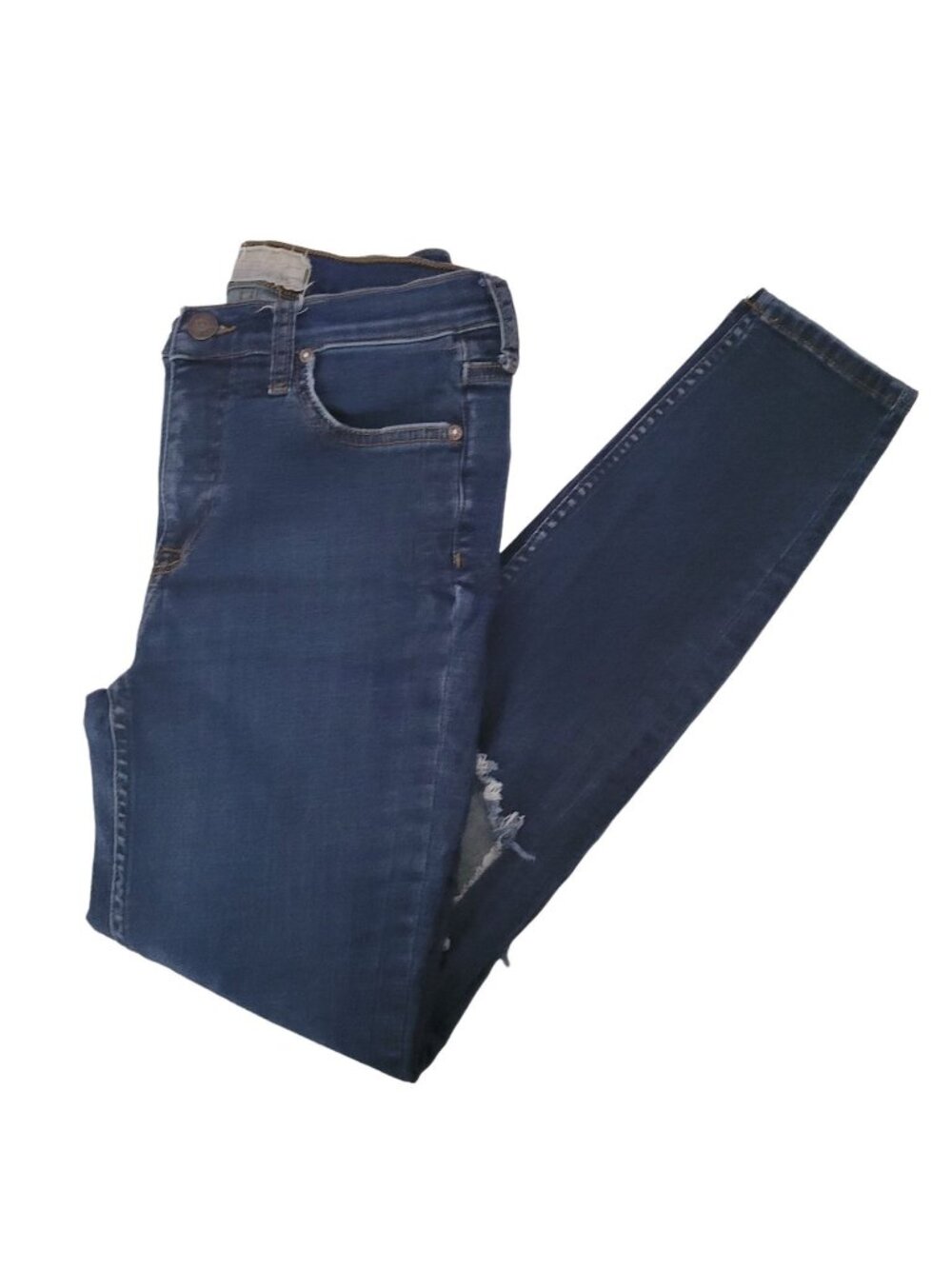 Free People Jeans Womens Size 26 Skinny Mid Rise Dark Wash Ripped Denim Pants